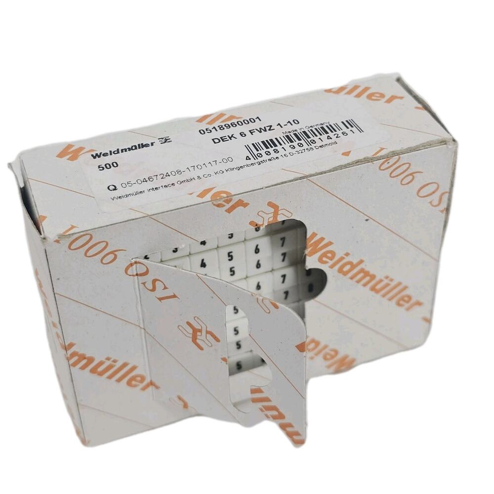 Weidmuller Marker 0518960001 DEK 6 FWZ 6 mm - 10 sheets x 1-10 tabs NEW